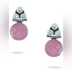 Trendy Jewels Pink and Silver Gemstone Earrings